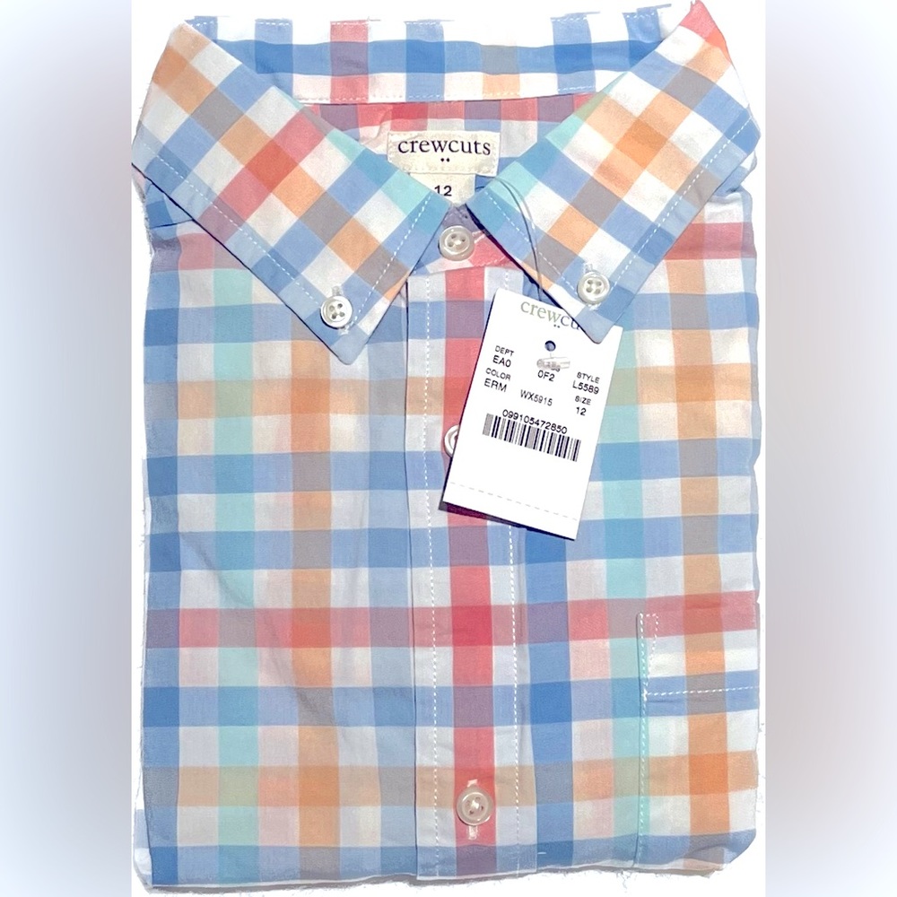 NWT Crewcuts Boys’ Poplin, long sleeve, Button down shirt.  Size 12